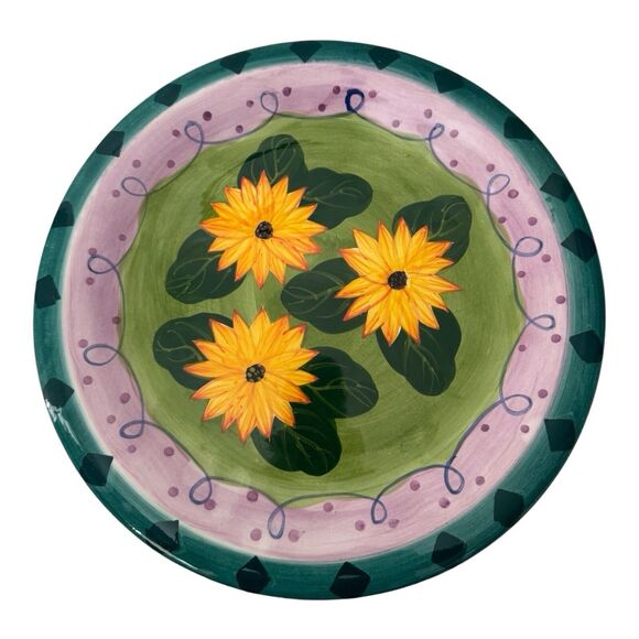 Milson and Louis 2 Yellow Flowers Hand Painted Plate 10.5 in - Picture 1 of 3